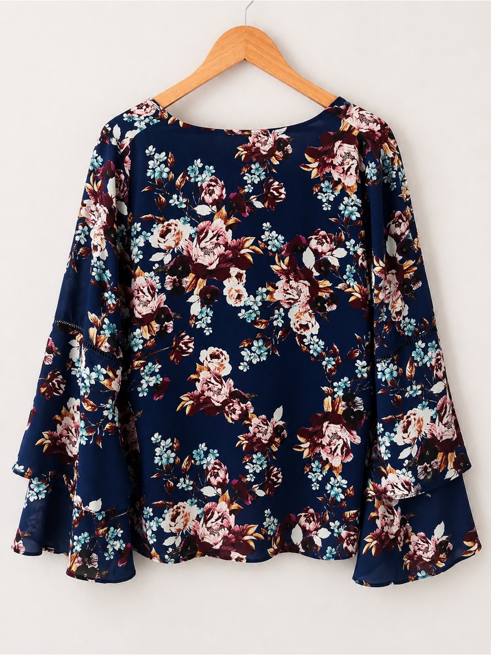 Rose + Olive Navy Blue Floral Blouse - Size XL - Picture 2 of 4